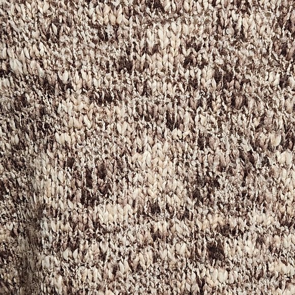 NINE WEST Cardigan Sweater Women Large Brown Wool Blend Y2K Ruffle Trim Shaggy - Picture 7 of 13